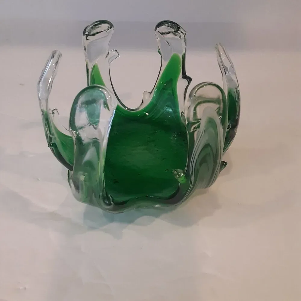Handblown Glass Candle Holder Abstract Art Eclectic